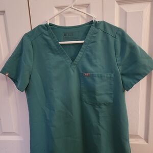 Figs Teal Scrub Top